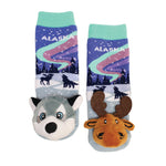 Messy Moose Socks, Baby Socks Alaska Northern Lights, 6 Pack
