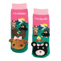Messy Moose Socks, Baby Socks Colorado Campfire Pink, 6 Pack