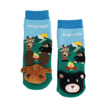 Messy Moose Socks, Baby Socks Montana Campfire Blue, 6 Pack