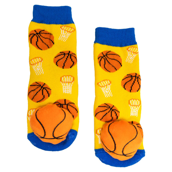 Messy Moose Socks, Baby Socks Basketball Yellow, 6 Pack