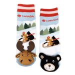 Messy Moose Socks, Baby Socks Canada Toboggan Mis-match, 6 Pack
