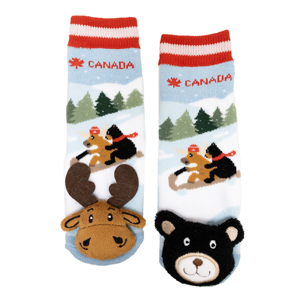 Messy Moose Socks, Baby Socks Canada Toboggan Mis-match, 6 Pack