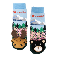 Messy Moose Socks, Baby Socks Canada Flower Mountains Socks, 6 Pack