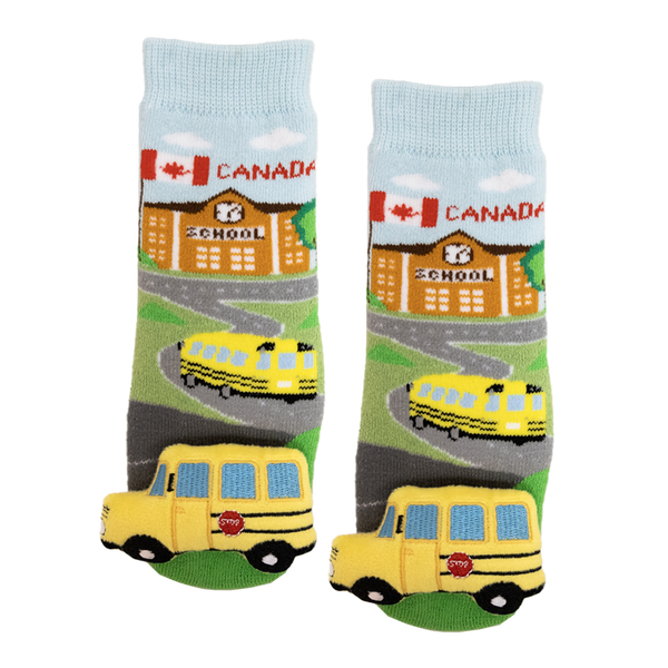 Messy Moose Socks, Baby Socks Canada School Bus Socks, 6 Pack