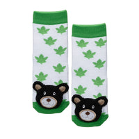 Messy Moose Socks, Green Leaf Black Bear, 6 Pack