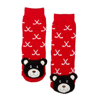 Messy Moose Socks, Hockey Stick Black Bear, 6 Pack