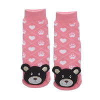 Messy Moose Socks, Pink Black Bear, 6 Pack