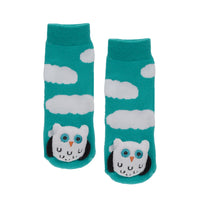 Messy Moose Socks, Blue and White Owl, 6 Pack