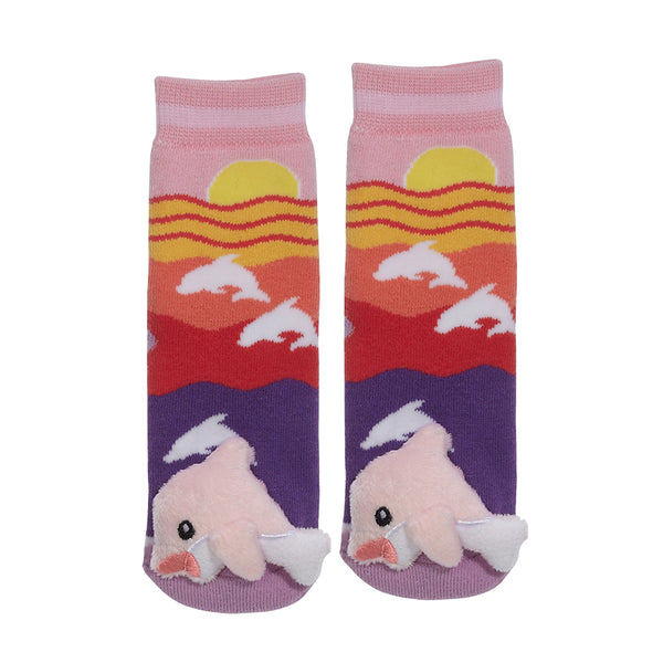 Messy Moose Socks, Pink Dolphin, 6 Pack