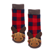 Messy Moose Socks, Plaid Moose, 6 Pack