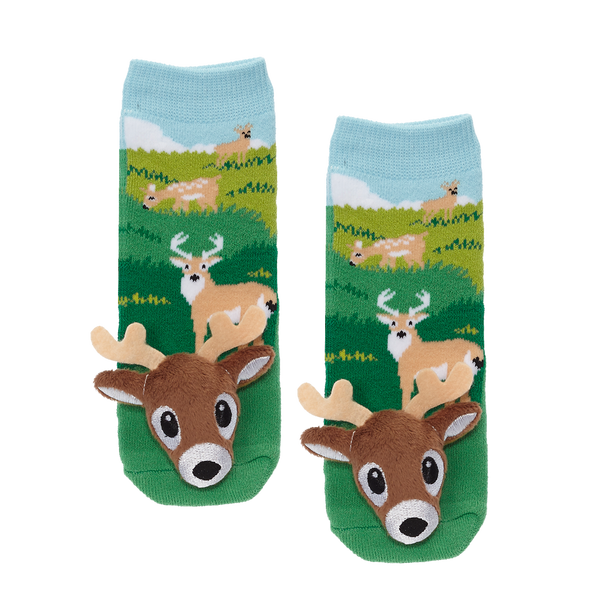 Messy Moose Socks, White Tail Deer, 6 Pack